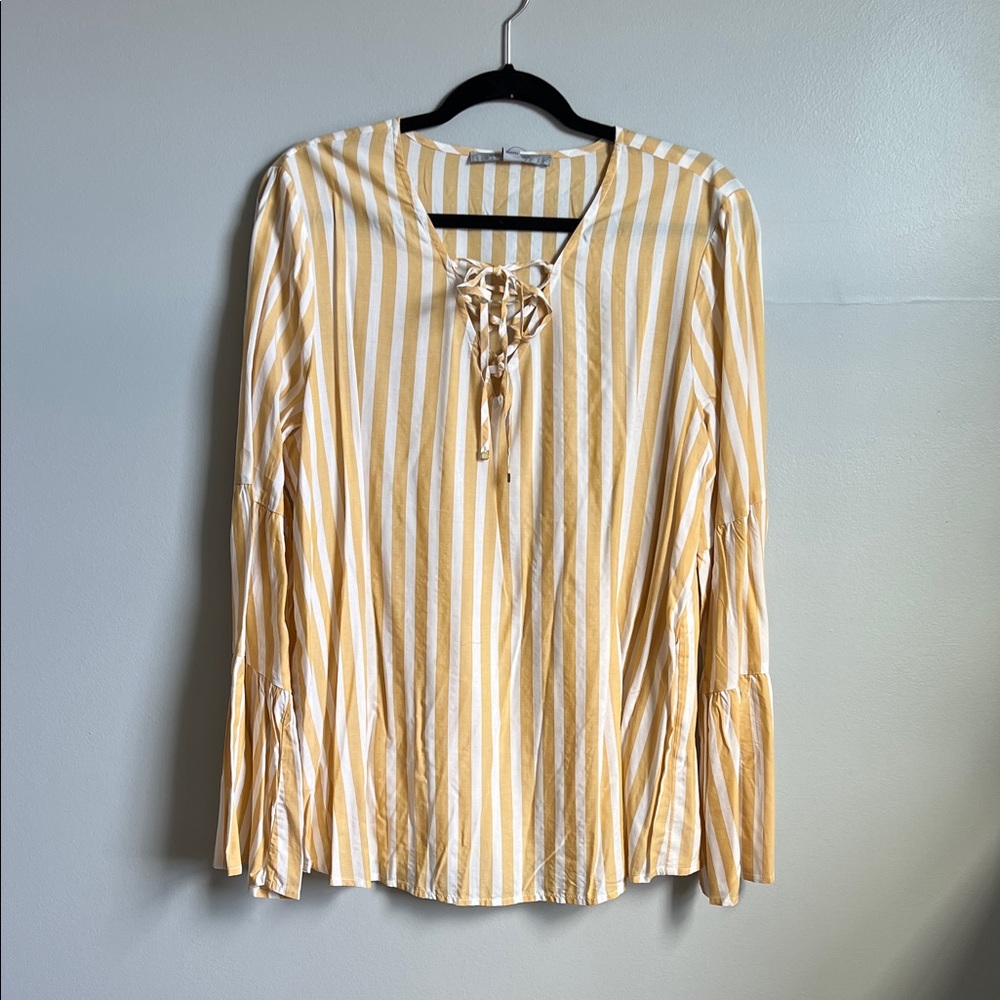 Marc New York Mustard and White Striped Blouse